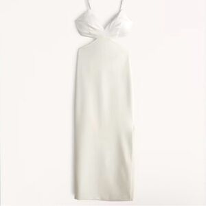 Abercrombie & Fitch Multi Fabric Cut Out Midi Dress in Ivory Size XS